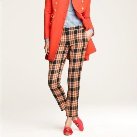 J. CREW Cafe Capri Wool Tartan Plaid Ankle Pants Size 8